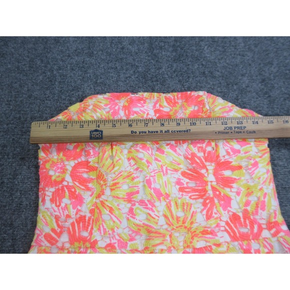 Lilly Pulitzer Dress Womens 4 Multicolor Floral Strapless Lace Fit & Flare Short - Picture 4 of 15